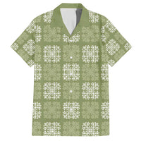 Vesuvian Green Palaka Quilt Hawaii Family Matching Off Shoulder Maxi Dress and Hawaiian Shirt Traditional Hawaii-plaid Pattern - Polynesian Pride