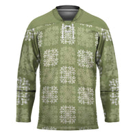 Vesuvian Green Palaka Quilt Hawaii Hockey Jersey Traditional Hawaii-plaid Pattern - Polynesian Pride