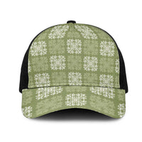 Vesuvian Green Palaka Quilt Hawaii Mesh Trucker Cap Traditional Hawaii-plaid Pattern - Polynesian Pride