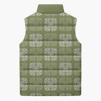 Vesuvian Green Palaka Quilt Hawaii Sleeveless Puffer Jacket Traditional Hawaii-plaid Pattern - Polynesian Pride