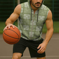 Vesuvian Green Palaka Quilt Hawaii Sleeveless Zip Hoodie Traditional Hawaii-plaid Pattern - Polynesian Pride