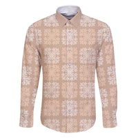 Beige Palaka Quilt Hawaii Family Matching Long Sleeve Bodycon Dress and Hawaiian Shirt Traditional Hawaii-plaid Pattern LT14 Dad's Shirt - Long Sleeve Beige - Polynesian Pride