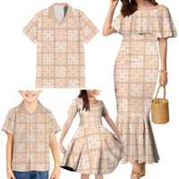 Beige Palaka Quilt Hawaii Family Matching Mermaid Dress and Hawaiian Shirt Traditional Hawaii-plaid Pattern LT14 - Polynesian Pride