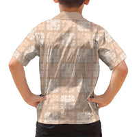 Beige Palaka Quilt Hawaii Family Matching Short Sleeve Bodycon Dress and Hawaiian Shirt Traditional Hawaii-plaid Pattern LT14 - Polynesian Pride