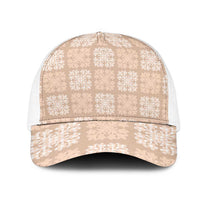 Beige Palaka Quilt Hawaii Mesh Trucker Cap Traditional Hawaii-plaid Pattern - Polynesian Pride