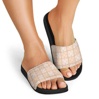 Beige Palaka Quilt Hawaii Slide Sandals Traditional Hawaii-plaid Pattern - Polynesian Pride