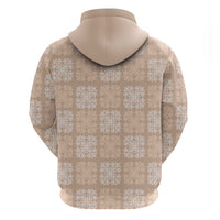 Beige Palaka Quilt Hawaii Zip Hoodie Traditional Hawaii-plaid Pattern - Polynesian Pride