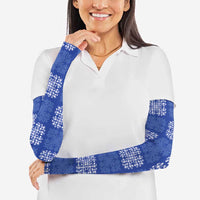 Royal Blue Palaka Quilt Hawaii Arm Sleeves Traditional Hawaii-plaid Pattern - Polynesian Pride