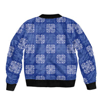 Royal Blue Palaka Quilt Hawaii Bomber Jacket Traditional Hawaii-plaid Pattern - Polynesian Pride