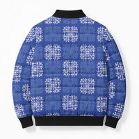 Royal Blue Palaka Quilt Hawaii Bomber Puffer Jacket Traditional Hawaii-plaid Pattern - Polynesian Pride