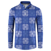 Royal Blue Palaka Quilt Hawaii Button Sweatshirt Traditional Hawaii-plaid Pattern - Polynesian Pride