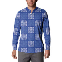 Royal Blue Palaka Quilt Hawaii Button Sweatshirt Traditional Hawaii-plaid Pattern - Polynesian Pride