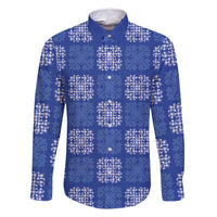 Royal Blue Palaka Quilt Hawaii Family Matching Mermaid Dress and Hawaiian Shirt Traditional Hawaii-plaid Pattern LT14 Dad's Shirt - Long Sleeve Royal Blue - Polynesian Pride