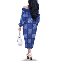 Royal Blue Palaka Quilt Hawaii Family Matching Off The Shoulder Long Sleeve Dress and Hawaiian Shirt Traditional Hawaii-plaid Pattern - Polynesian Pride