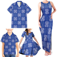 Royal Blue Palaka Quilt Hawaii Family Matching Tank Maxi Dress and Hawaiian Shirt Traditional Hawaii-plaid Pattern - Polynesian Pride