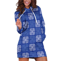 Royal Blue Palaka Quilt Hawaii Hoodie Dress Traditional Hawaii-plaid Pattern - Polynesian Pride