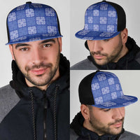Royal Blue Palaka Quilt Hawaii Mesh Trucker Cap Traditional Hawaii-plaid Pattern - Polynesian Pride