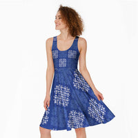 Royal Blue Palaka Quilt Hawaii Midi Dress Traditional Hawaii-plaid Pattern - Polynesian Pride