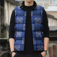 Royal Blue Palaka Quilt Hawaii Sleeveless Puffer Jacket Traditional Hawaii-plaid Pattern - Polynesian Pride