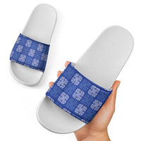 Royal Blue Palaka Quilt Hawaii Slide Sandals Traditional Hawaii-plaid Pattern - Polynesian Pride