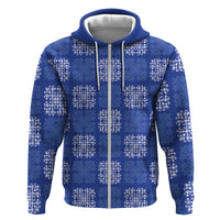 Royal Blue Palaka Quilt Hawaii Zip Hoodie Traditional Hawaii-plaid Pattern - Polynesian Pride