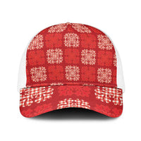 Red Palaka Quilt Hawaii Baseball Net Cap Traditional Hawaii-plaid Pattern LT14 One Size White Red - Polynesian Pride