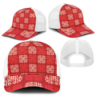 Red Palaka Quilt Hawaii Baseball Net Cap Traditional Hawaii-plaid Pattern LT14 - Polynesian Pride