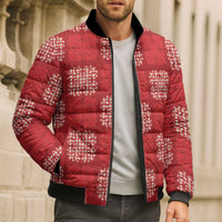 Red Palaka Quilt Hawaii Bomber Puffer Jacket Traditional Hawaii-plaid Pattern - Polynesian Pride
