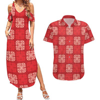 Red Palaka Quilt Hawaii Couples Matching Summer Maxi Dress and Hawaiian Shirt Traditional Hawaii-plaid Pattern - Polynesian Pride