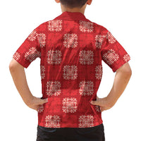 Red Palaka Quilt Hawaii Family Matching Long Sleeve Bodycon Dress and Hawaiian Shirt Traditional Hawaii-plaid Pattern LT14 - Polynesian Pride