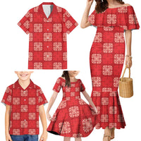 Red Palaka Quilt Hawaii Family Matching Mermaid Dress and Hawaiian Shirt Traditional Hawaii-plaid Pattern LT14 - Polynesian Pride