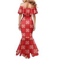 Red Palaka Quilt Hawaii Family Matching Mermaid Dress and Hawaiian Shirt Traditional Hawaii-plaid Pattern LT14 - Polynesian Pride