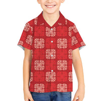 Red Palaka Quilt Hawaii Family Matching Short Sleeve Bodycon Dress and Hawaiian Shirt Traditional Hawaii-plaid Pattern LT14 Son's Shirt Red - Polynesian Pride