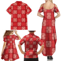 Red Palaka Quilt Hawaii Family Matching Summer Maxi Dress and Hawaiian Shirt Traditional Hawaii-plaid Pattern - Polynesian Pride