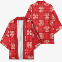 Red Palaka Quilt Hawaii Kimono Traditional Hawaii-plaid Pattern - Polynesian Pride