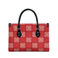 Red Palaka Quilt Hawaii Leather Bag Traditional Hawaii-plaid Pattern - Polynesian Pride