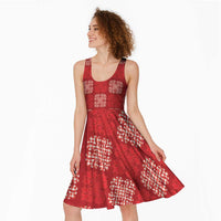 Red Palaka Quilt Hawaii Midi Dress Traditional Hawaii-plaid Pattern - Polynesian Pride