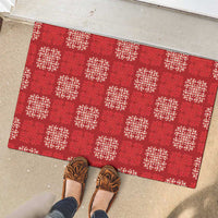 Red Palaka Quilt Hawaii Rubber Doormat Traditional Hawaii-plaid Pattern - Polynesian Pride