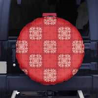 Red Palaka Quilt Hawaii Spare Tire Cover Traditional Hawaii-plaid Pattern - Polynesian Pride
