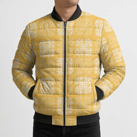 Yellow Palaka Quilt Hawaii Bomber Puffer Jacket Traditional Hawaii-plaid Pattern - Polynesian Pride