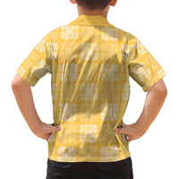 Yellow Palaka Quilt Hawaii Family Matching Long Sleeve Bodycon Dress and Hawaiian Shirt Traditional Hawaii-plaid Pattern LT14 - Polynesian Pride