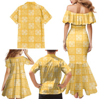 Yellow Palaka Quilt Hawaii Family Matching Mermaid Dress and Hawaiian Shirt Traditional Hawaii-plaid Pattern LT14 - Polynesian Pride