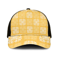 Yellow Palaka Quilt Hawaii Mesh Trucker Cap Traditional Hawaii-plaid Pattern - Polynesian Pride