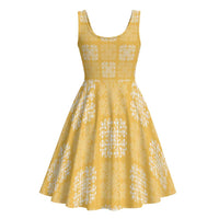 Yellow Palaka Quilt Hawaii Midi Dress Traditional Hawaii-plaid Pattern - Polynesian Pride