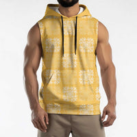 Yellow Palaka Quilt Hawaii Sleeveless Hoodie Traditional Hawaii-plaid Pattern - Polynesian Pride