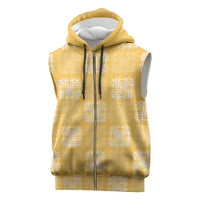 Yellow Palaka Quilt Hawaii Sleeveless Zip Hoodie Traditional Hawaii-plaid Pattern - Polynesian Pride