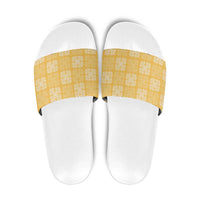 Yellow Palaka Quilt Hawaii Slide Sandals Traditional Hawaii-plaid Pattern - Polynesian Pride