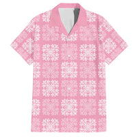 Pink Palaka Quilt Hawaii Family Matching Long Sleeve Bodycon Dress and Hawaiian Shirt Traditional Hawaii-plaid Pattern LT14 Dad's Shirt - Short Sleeve Pink - Polynesian Pride