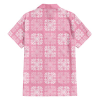 Pink Palaka Quilt Hawaii Family Matching Off The Shoulder Long Sleeve Dress and Hawaiian Shirt Traditional Hawaii-plaid Pattern - Polynesian Pride