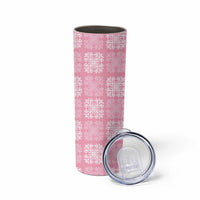 Pink Palaka Quilt Hawaii Skinny Tumbler Traditional Hawaii-plaid Pattern - Polynesian Pride